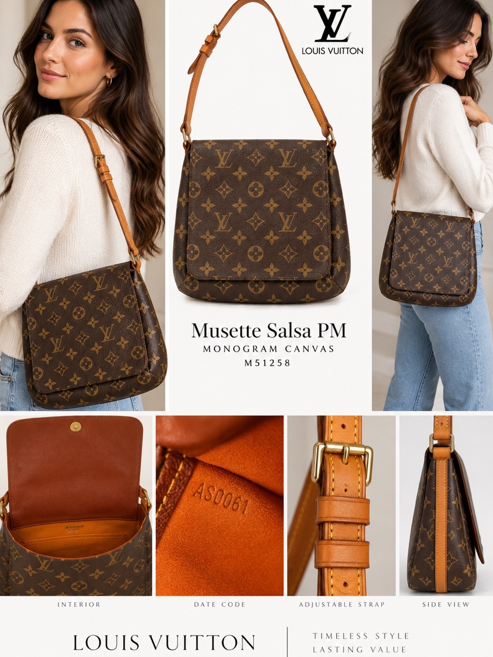 Louis Vuitton Monogram Short-Strap Musette Salsa PM M51258 w/COA - Picture 6 of 11